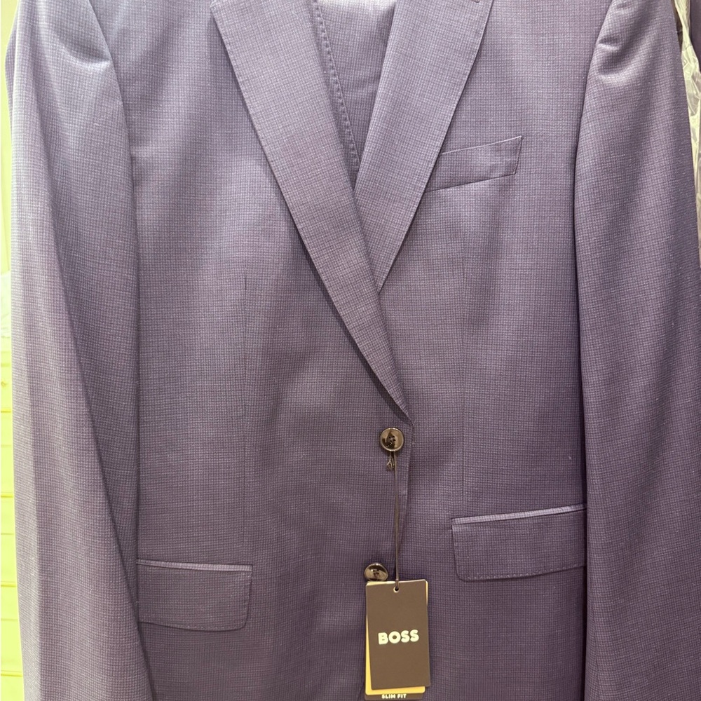BOSS Men's Purple Two-Button Suit Jacket